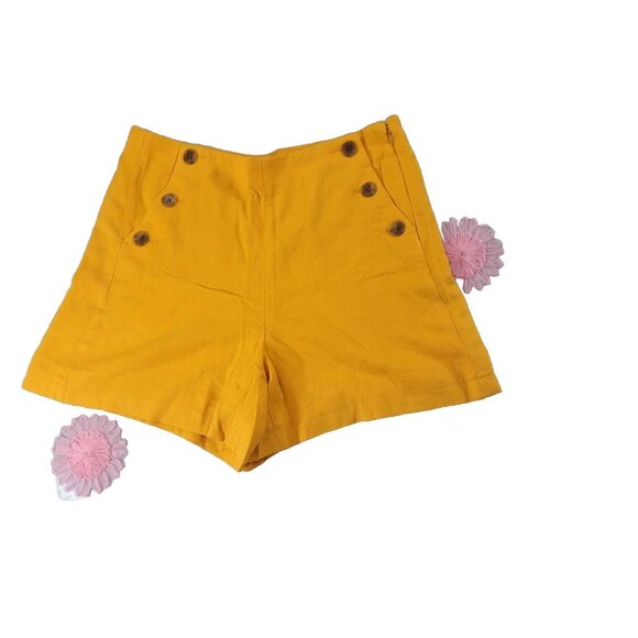 J.Crew Women's  Shorts Size 12 Linen Blend Drapey Sailor French Marigold NWT 31 - Picture 2 of 10